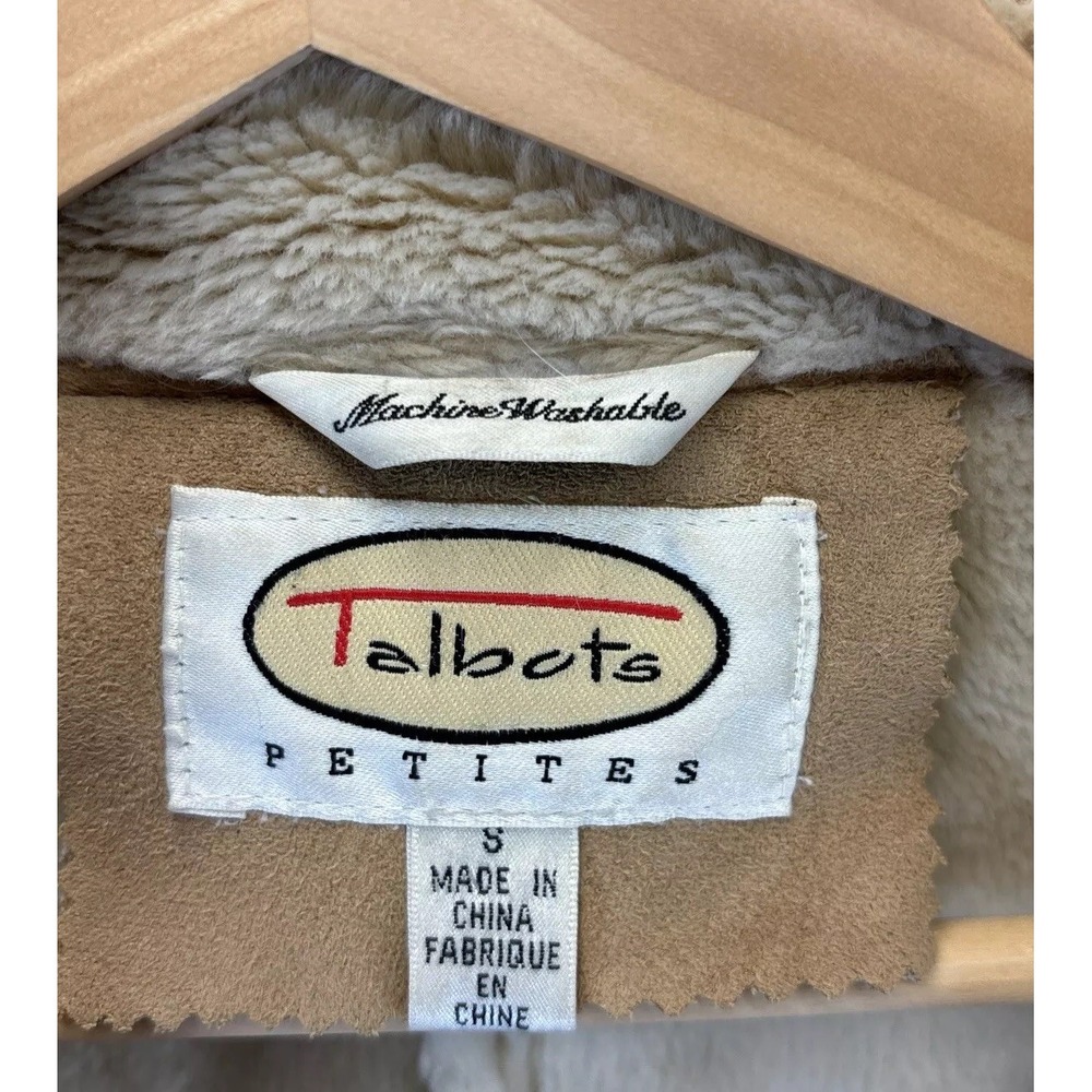 Talbots Faux Suede Fur Jacket S Rancher Coat Tan Barn Western Classic Cowgirl - Picture 3 of 16